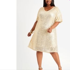 gold sequin dress